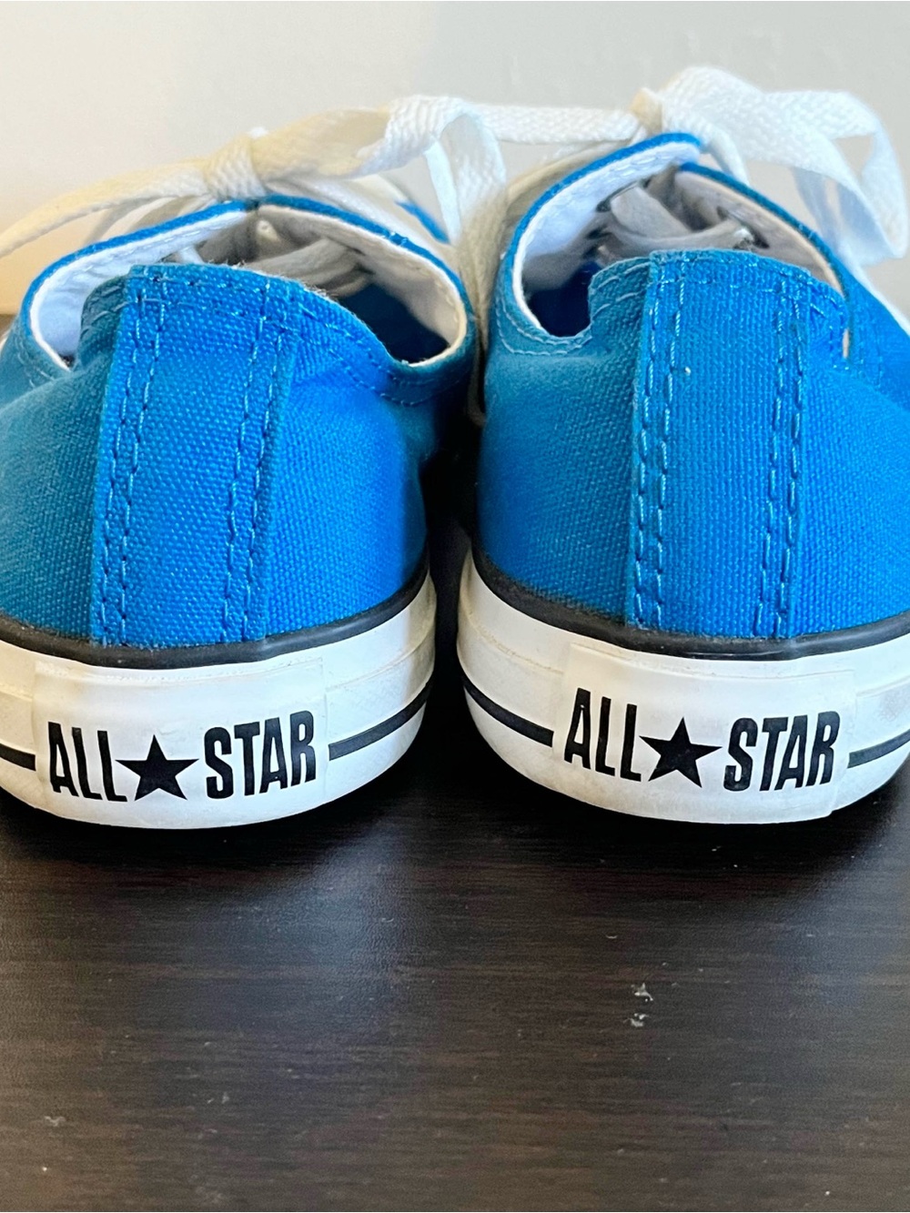 All Star Converse Blue Canvas Low-Top Sneakers with White Laces - Picture 6 of 8